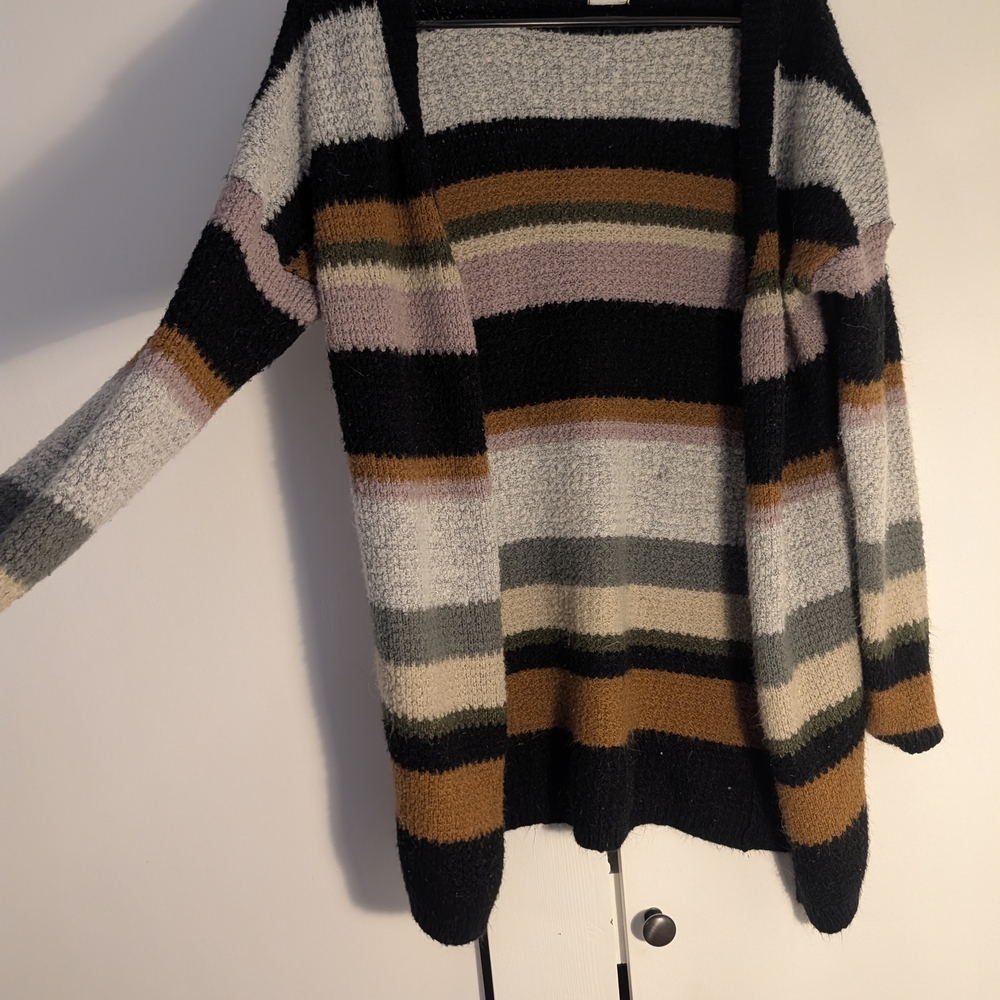 BKE Multicolor Striped Open-Front Cardigan